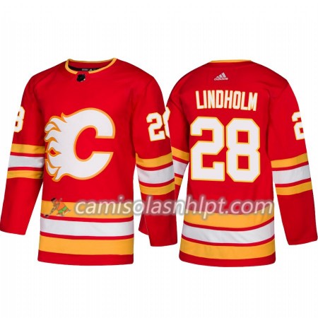 Camisola Calgary Flames Elias Lindholm 28 Adidas 2018-2019 Alternate Authentic - Homem